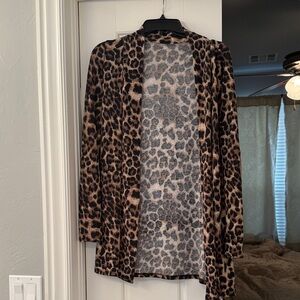 Leopard Print Open Front Cardigan